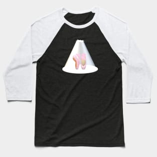 Ballet Pointe Shoes in Spotlight on Stage (Pink Background) Baseball T-Shirt